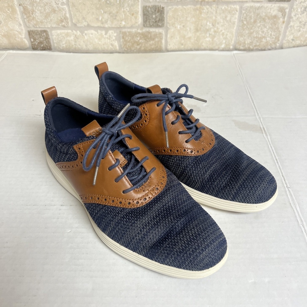 Cole Haan Grand OS Mens 8.5 C31348‎ Navy Blue And Brown Casual Tennis Shoe
